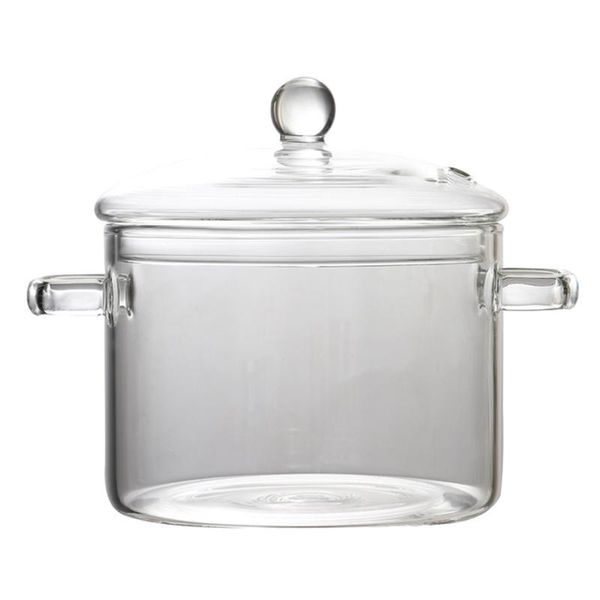 

bowls transparent stove heating glass bowl noodles soup pot with lid (1350ml)