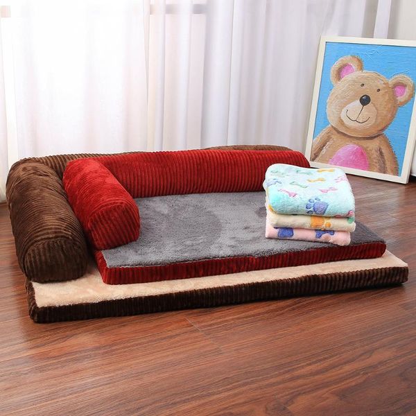 

kennels & pens dog bed soft pet cat beds with pillow mermory foam puppy house cushion mat l shaped sofa couch for large small dogs
