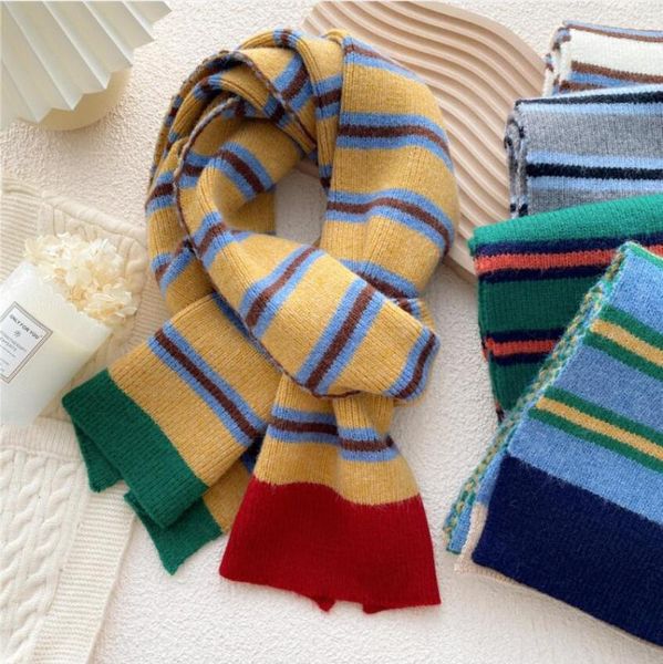 

scarves winter casual warm shawls wraps striped soft thicken double-sided female knitted long scarf 2021, Blue;gray