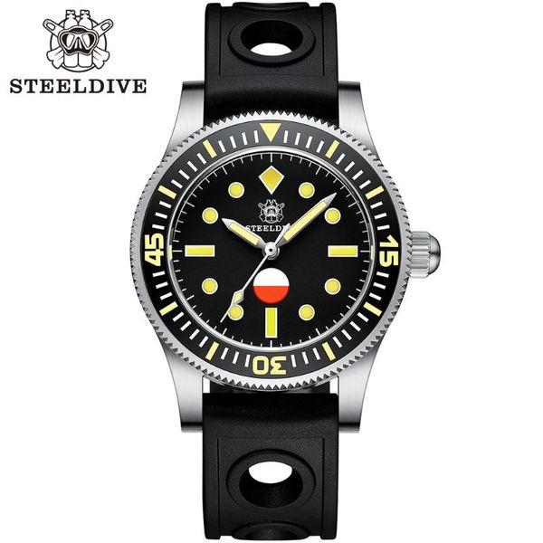 Armbanduhren Ankunft SteelDive SD1952T Hygrometer Mechanische Uhr Super Zweifarbig Leuchtend Japan NH35 300M Wasserdicht Herren Tauchen