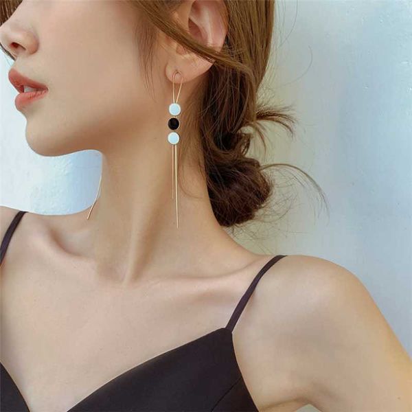 

stainless steel fashion jewelry elegant evening dress accessories round snake bone chain tassel drop earrings for women dangle & chandelier, Silver