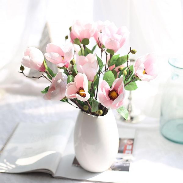 

on artificial fake flowers leaf magnolia floral wedding bouquet party home decor gift wholesale decorative & wreaths