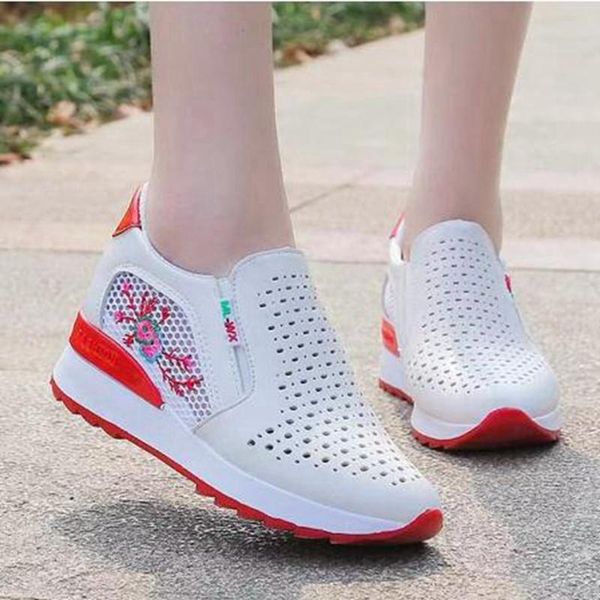 

women's comfortable casual shoes summer mixed color hollow increase inner height sneakers sandals, Black