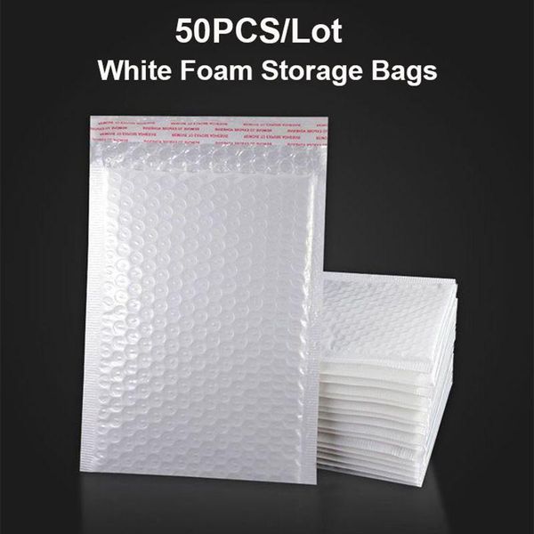 

50pcs/lot white foam envelope storage bags self seal mailers padded with bubble mailing bag waterproof packing