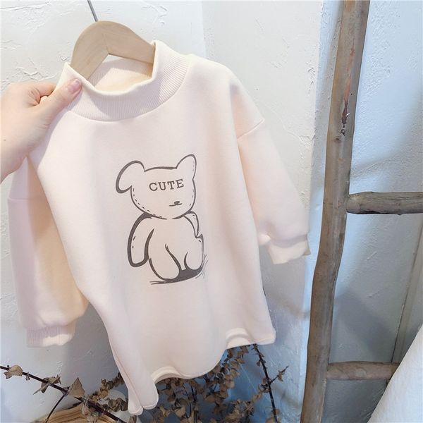 

gooporson winter warm toddler girls clothes fleece long sweatshirt cute bear children outfits fashion korean little girl costume 210508, Black