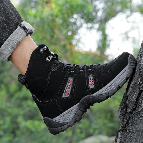

boots flat leather sports mens casual high sneaker causal altos sale highfootwear shoes tenis, Black