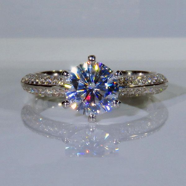 

cluster rings luxury 18k white gold ring d color romantic style wedding anniversary custom made moissanite jewelry, Golden;silver