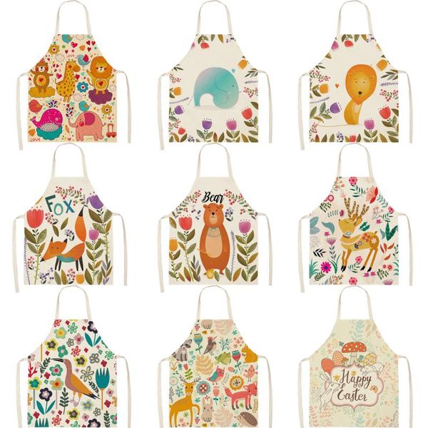 

aprons fymx abstract pinafores kitchen apron color bear lion fawn bird sleeveless for adults and kids cleaning