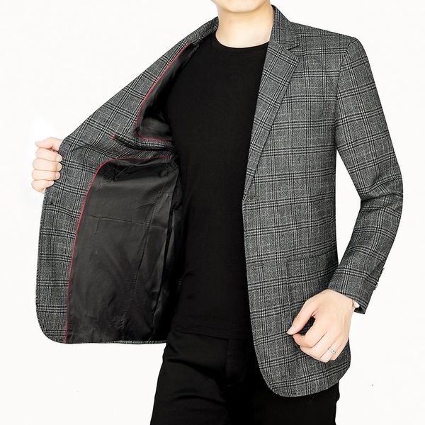 

men's suits & blazers men blazer business grid spring autumn masculino slim fit casaco jaqueta masculina coats mens jacket b 293, White;black