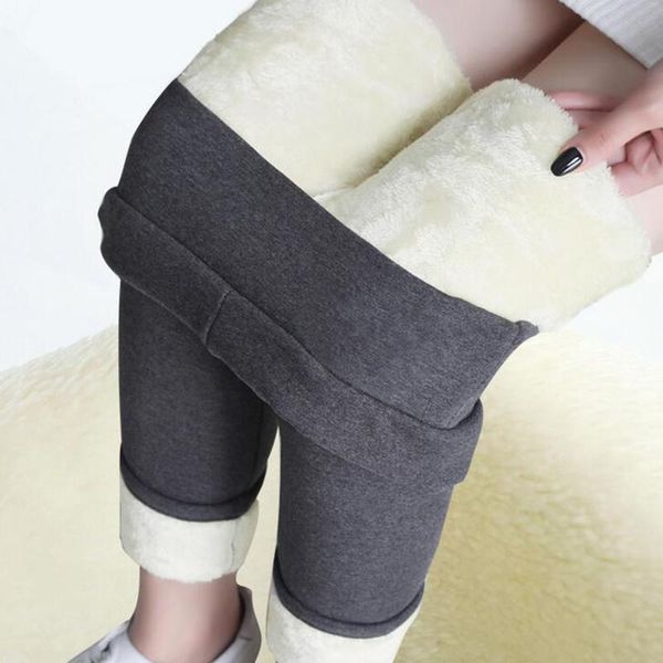 

women's leggings 2021 autumn and winter small daisy warm plush thick thread embroidered words women pants lamb cashmere, Black