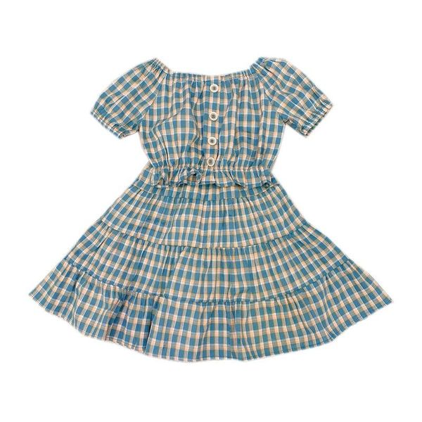 

children's clothing girls summer suit two-piece korean plaid fashion short skirt baby 4132 12 sets, White