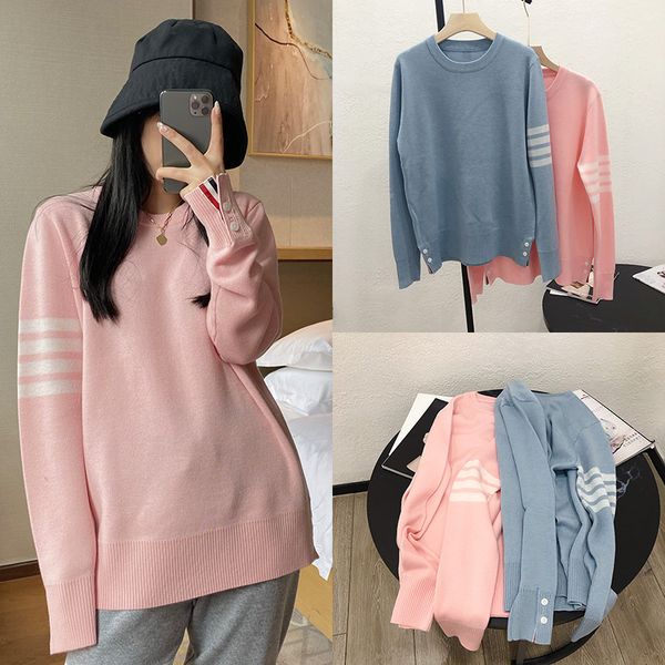 

spring 2021 new aging leisure macarone candy tb style striped pullover sweater versatile sweater women, White