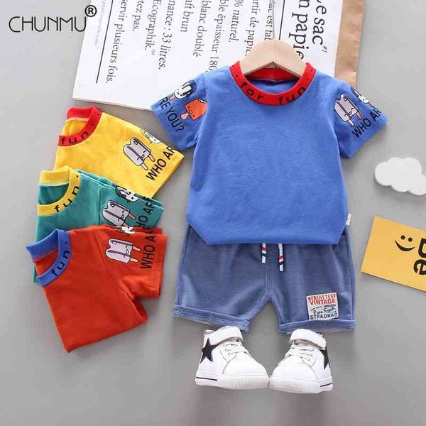 

summer boys outfits girls clothes children's clothing cotton suits t-shirt shorts 2pcs sets kids 210508, White