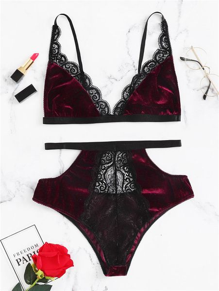 

underwear new style two piece gold velvet lace bra 1474, Black;white