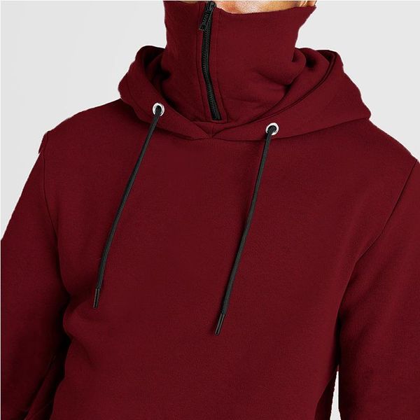 

men's hoodies & sweatshirts 2021 hooded masks zipper solid color autumn winter hip hop hoodie male long sleeve streetwear m-3xl, Black