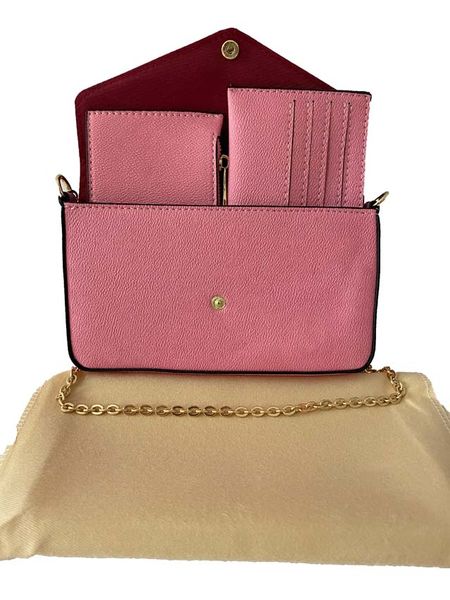 3pcs set designer bags handbags shoulder bag totes pochette accessories brown flower messenger chain strap cross body ladies flap purse clut
