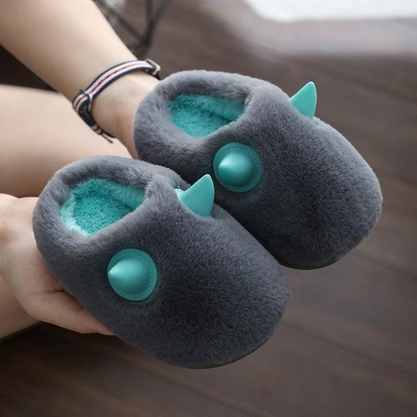 

parents and children' slippers boys girls home cotton antiskid middle large children slipper, Black;grey