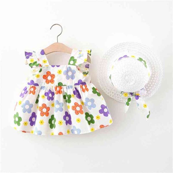 

dress summer sundress flower printed baby clothes toddler girl dresses for girls 6-24m 210528, Red;yellow