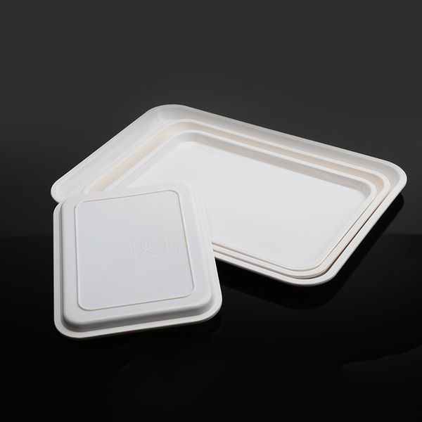 Pasticceria Dessert Piatto di plastica Rettangolo bianco Conservazione torta Piatto piano Pane Tazza da tè Vassoio Hotel Cucina domestica Piatti da tavola BH5430 WLY