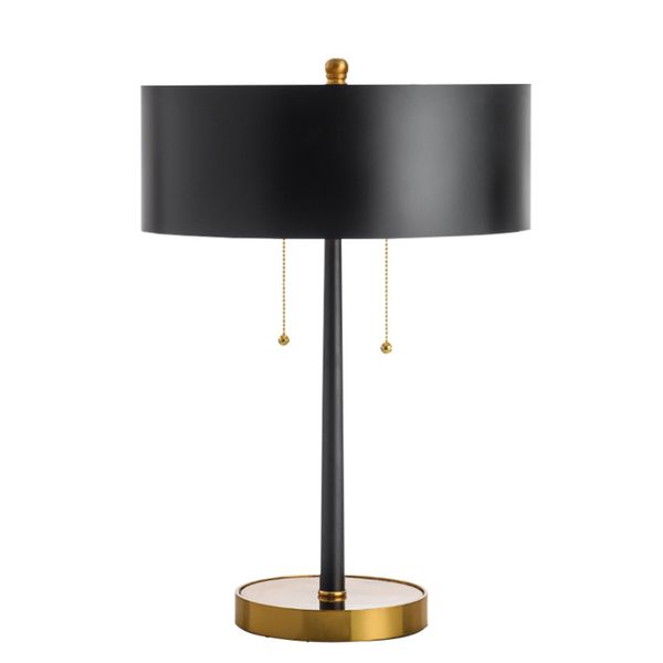 Lampada da tavolo moderna e semplice in metallo Lampada da comodino decorativa per interni vintage nera per soggiorno, camera da letto, con interruttore a tirante