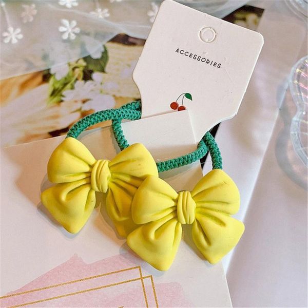 

hair accessories bowknot elastic hairbands scrunchies lovely candy color acrylic bow tie for baby girls cute, Slivery;white