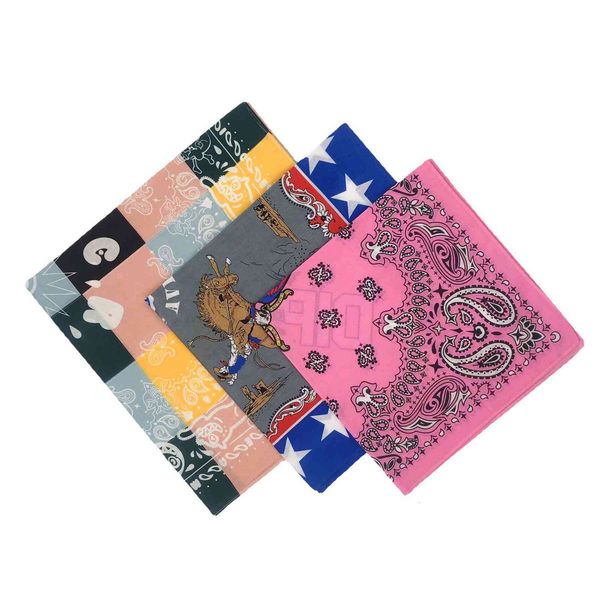

outdoor riding hip hop handkerchief printed square towel, Blue;white