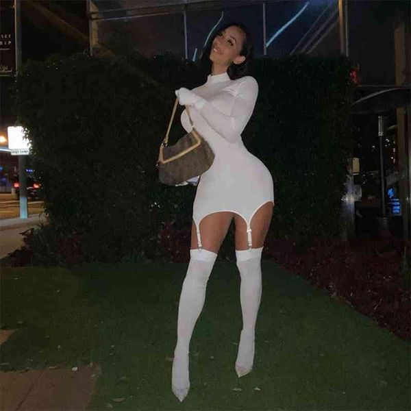 

kilou solid bodycon elastic women mini dresses with stockings long sleeve clubwear skinny party dress autumn, Black;gray