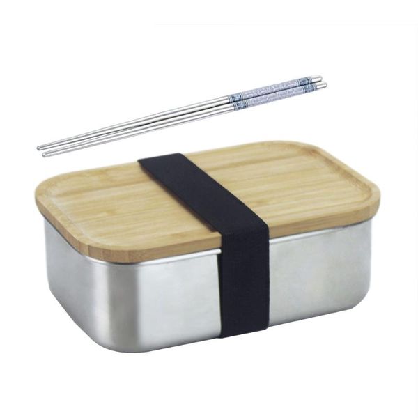 

lunch box 304 stainless steel wooden lidsimple environmental friendly japanese style square bamboo cover sushi dinnerware sets