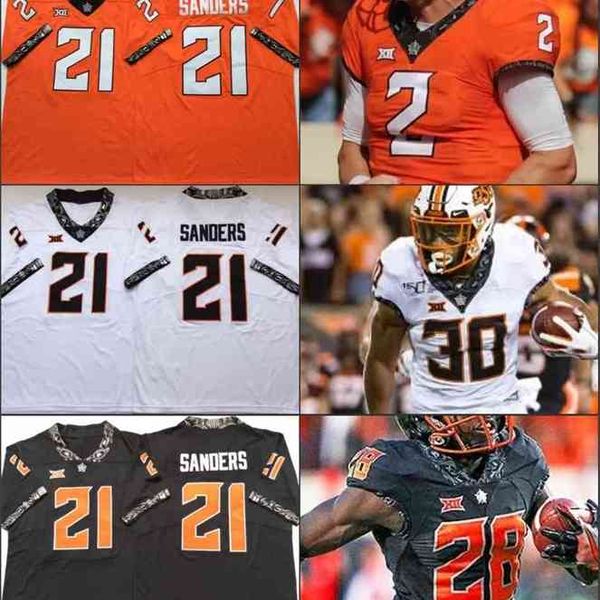 

goodncaa oklahoma state 21 barry sanders stitched mens jersey orange black white size s-3xl college uniform shirts