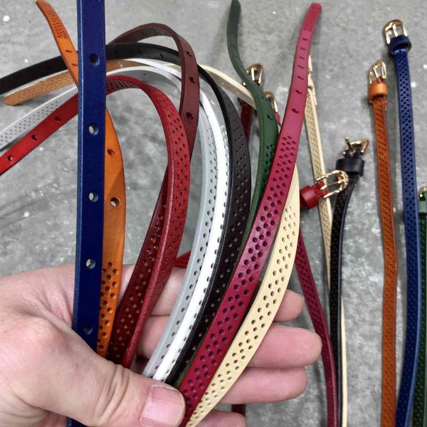 

leather handmade leather women's belt, 1cm wide and 110cm long, Black;brown