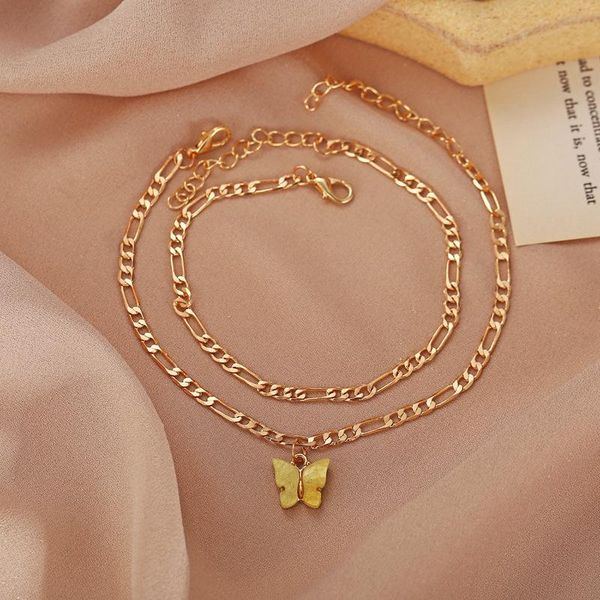 

anklets kissme cute butterfly charm for women gold color alloy layered insect ankle chains minimalist 2021 fashion jewelry, Red;blue