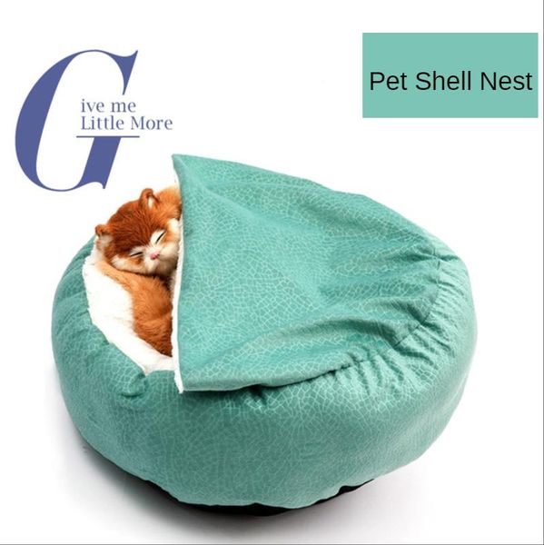 

cat beds & furniture pet dog bed round plush cats warm house soft for small dogs nest 2 in 1 supplies