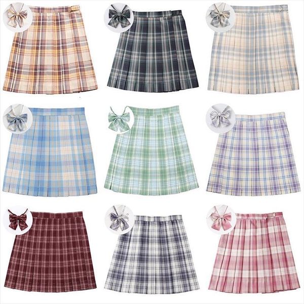 

japanese sweet jk plaid gothic womens skirts harajuku uniform waist preppy style pleated korean a line, Black