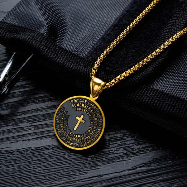 

men statement necklace round pendants stainless steel gold color fashion christian jewelry dropship gx1180 pendant necklaces, Silver