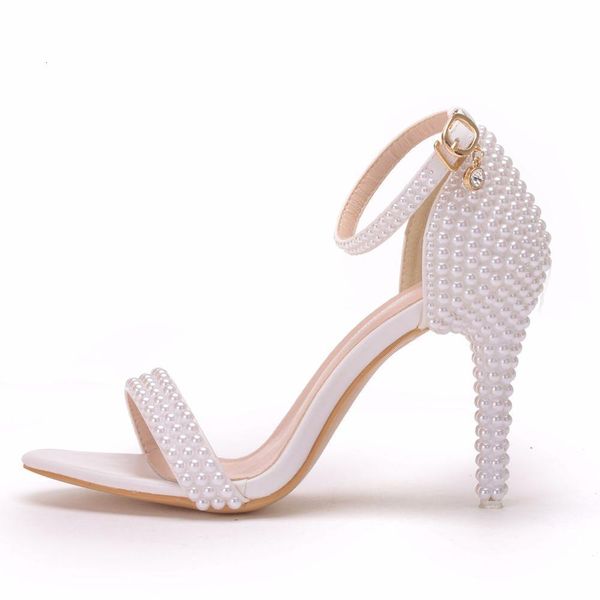 

sandals bride wedding fashion white shoes woman ankle strap party sandals open toe high heels pumps female, Black