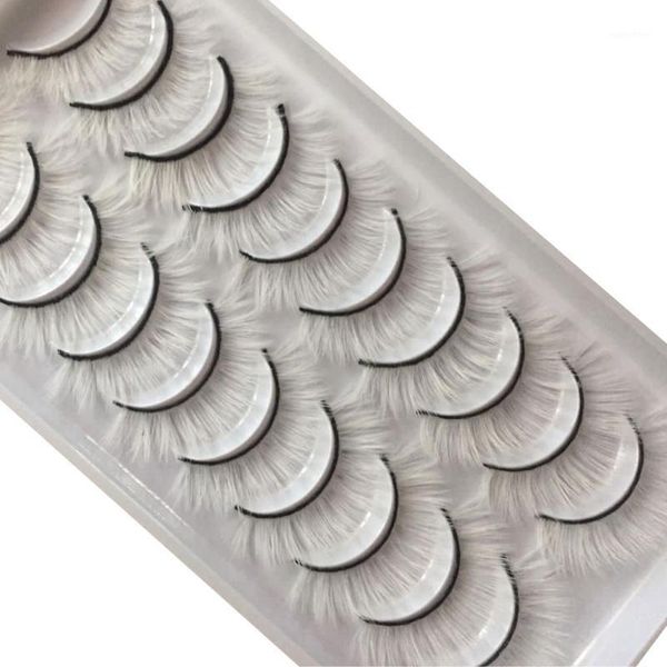 

pair cosplay makeup long cross stripe false eyelashes fashion white fake sale1