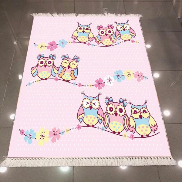 

else sweet cute owls pink blue yellow flowers floral 3d print anti slip back washable decorative kilim kids room area rug carpet carpets