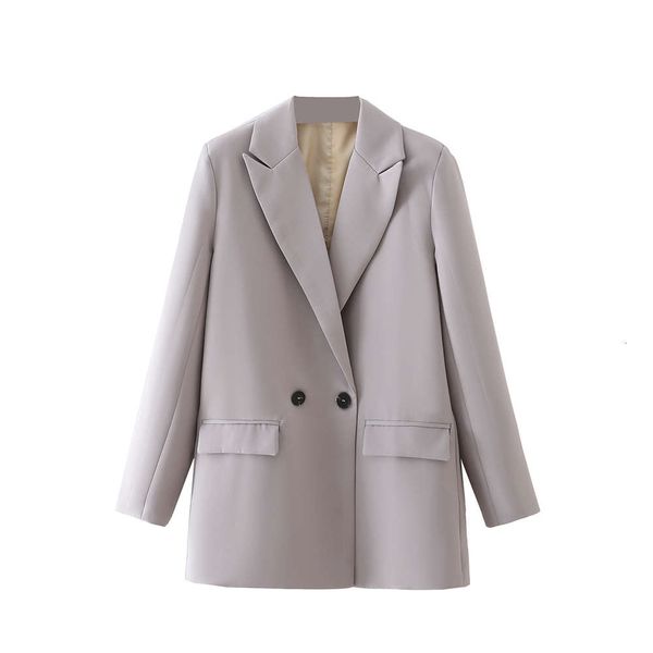 

autumn women's grey double breasted suit coat, Black;brown