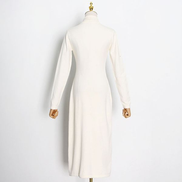 

tees slim side split knitted pullovers for women turtleneck sleeve casual long sweaters female fashion spring, White