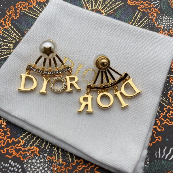 

d family 21 new products s925 silver needle pearl do smart letter full drill high version earrings, Golden