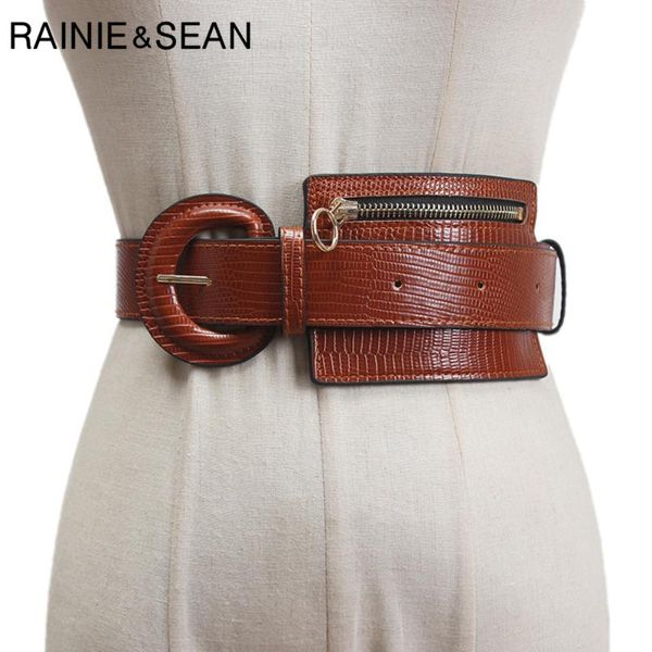 

belts rainie sean womens belt bags vintage women designer pu leather fanny pack female waistbands for dress accessories, Black;brown