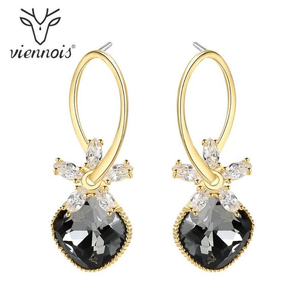 

viennois dangle earrings for women white zircon crystal flower design female party jewelry 2021 & chandelier, Silver
