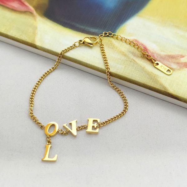 

18k gold plating elegant women style titanium steel love charm chain bracelet, Golden;silver