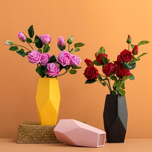 

vases black modern dry flower vase plastic wedding geometric decor nordic hydroponics desk vazo home decoration bi50vs