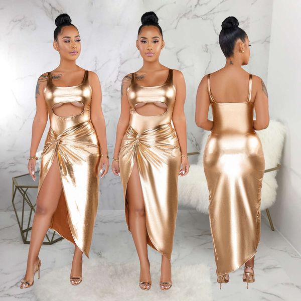 

2021 new fashion 2019 new gilded split mini slim nightclub skirt suit, Black