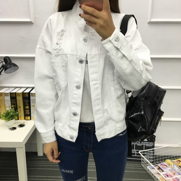 

jackets demin women white black denim jacket spring casual harajuku streetwear female vintage jeans coat x2pd jlrb, Black;brown