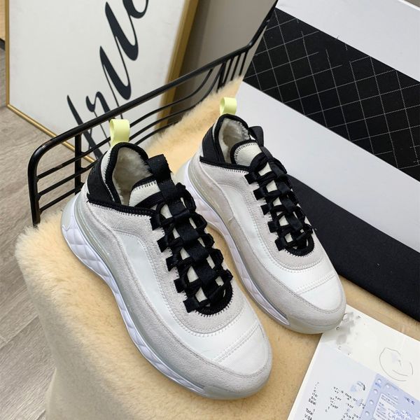 

flock sneakers for women lace up mixed colors plus wool casual shoes, Black