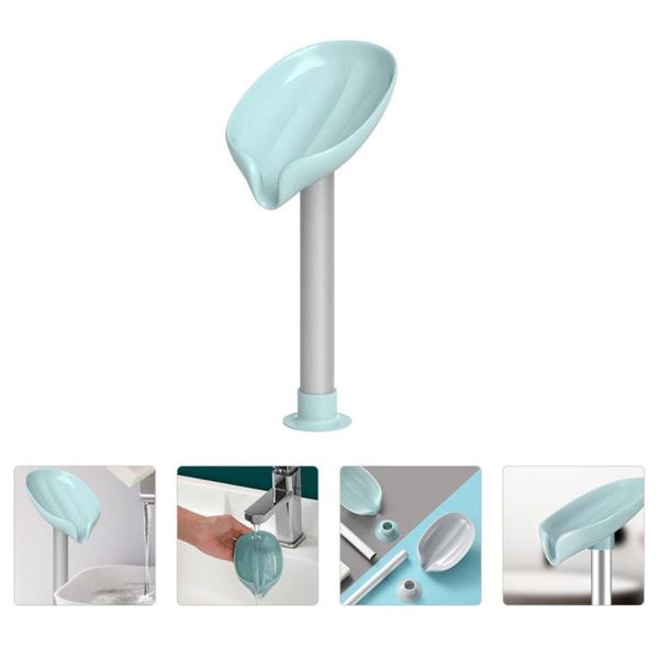

soap dishes 1pc non-punching standing suction cup water storage rack box (green)
