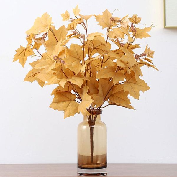 

53cm autumn simulation 10 branch fake silk green plants decoration for garden party christmas decorative flowers & wreaths