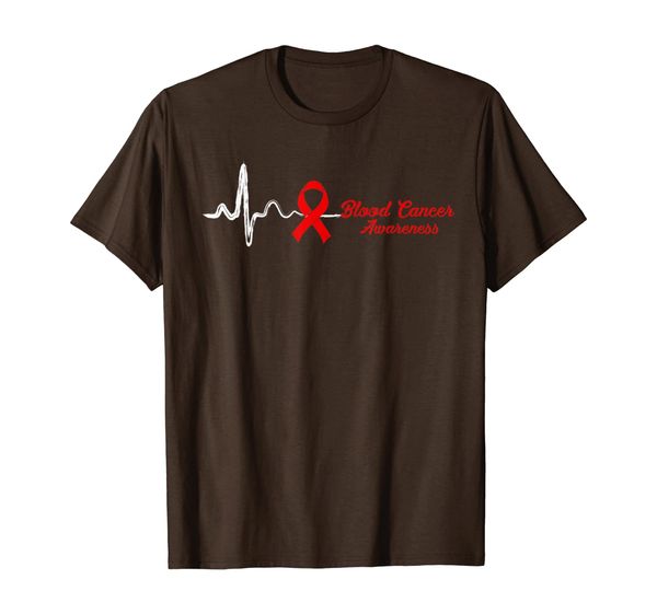 

heart beat red ribbon blood cancer awareness t-shirt, White;black